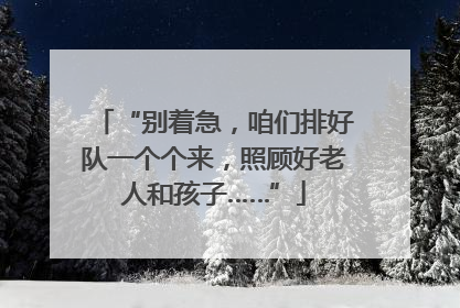 “别着急，咱们排好队一个个来，照顾好老人和孩子……”