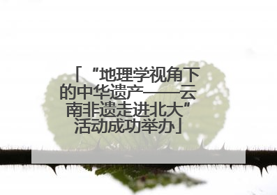 “地理学视角下的中华遗产——云南非遗走进北大”活动成功举办