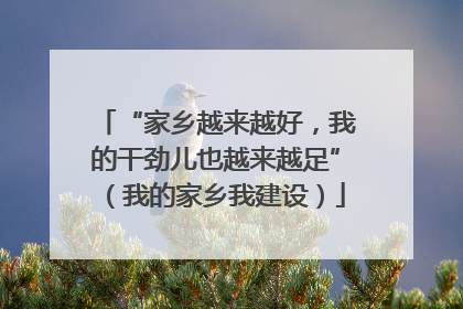 “家乡越来越好，我的干劲儿也越来越足”（我的家乡我建设）
