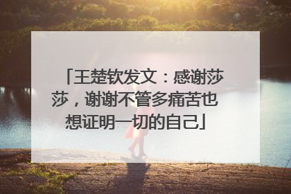 王楚钦发文：感谢莎莎，谢谢不管多痛苦也想证明一切的自己