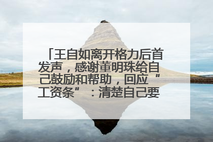 王自如离开格力后首发声，感谢董明珠给自己鼓励和帮助，回应“工资条”：清楚自己要什么，工资条不重要