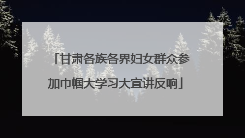 甘肃各族各界妇女群众参加巾帼大学习大宣讲反响