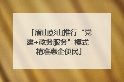 眉山彭山推行“党建+政务服务”模式 精准惠企便民