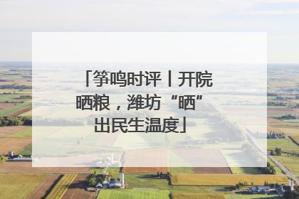 筝鸣时评丨开院晒粮，潍坊“晒”出民生温度