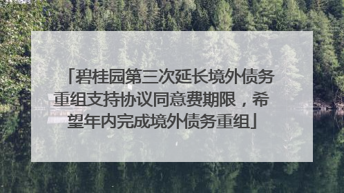 碧桂园第三次延长境外债务重组支持协议同意费期限，希望年内完成境外债务重组