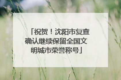 祝贺！沈阳市复查确认继续保留全国文明城市荣誉称号