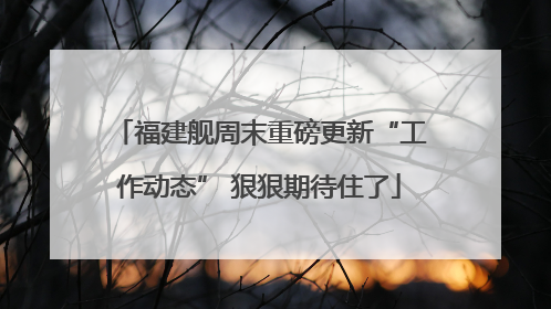 福建舰周末重磅更新“工作动态” 狠狠期待住了