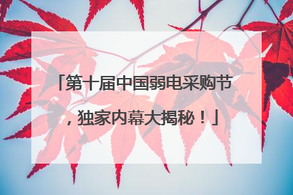 第十届中国弱电采购节，独家内幕大揭秘！