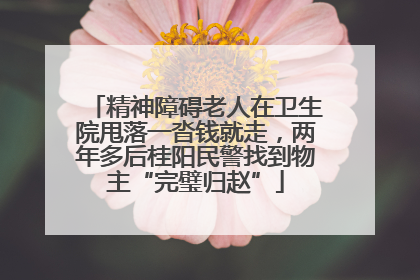 精神障碍老人在卫生院甩落一沓钱就走，两年多后桂阳民警找到物主“完璧归赵”