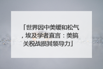 世界因中美缓和松气，埃及学者直言：美搞关税战损其领导力