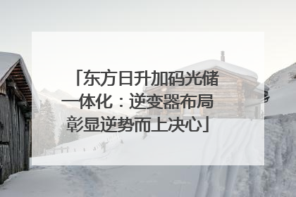 东方日升加码光储一体化：逆变器布局彰显逆势而上决心