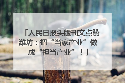 人民日报头版刊文点赞潍坊：把“当家产业”做成“担当产业”！