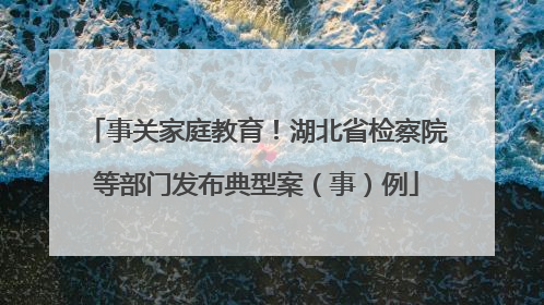 事关家庭教育！湖北省检察院等部门发布典型案（事）例