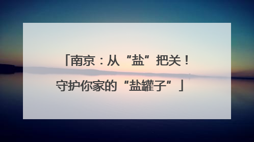 南京：从“盐”把关！守护你家的“盐罐子”