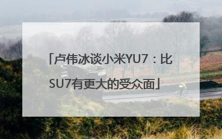 卢伟冰谈小米YU7：比SU7有更大的受众面