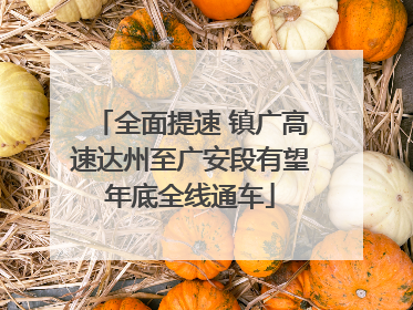 全面提速 镇广高速达州至广安段有望年底全线通车