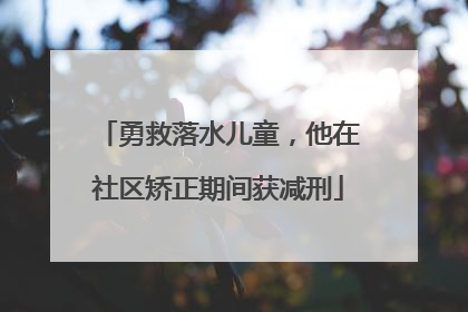 勇救落水儿童，他在社区矫正期间获减刑