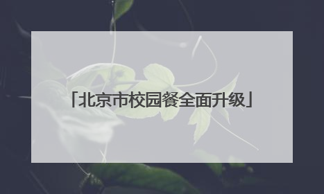 北京市校园餐全面升级