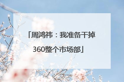 周鸿祎：我准备干掉360整个市场部