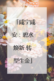 咸宁咸安：碧水焕新 转型生金