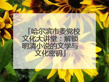 哈尔滨市委党校文化大讲堂：解锁明清小说的文学与文化密码