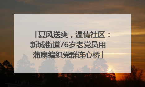 夏风送爽，温情社区：新城街道76岁老党员用蒲扇编织党群连心桥