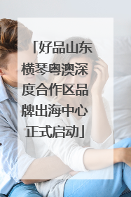 好品山东横琴粤澳深度合作区品牌出海中心正式启动