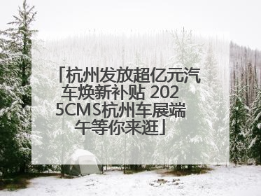 杭州发放超亿元汽车焕新补贴 2025CMS杭州车展端午等你来逛