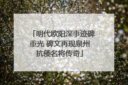 明代欧阳深事迹碑重光 碑文再现泉州抗倭名将传奇