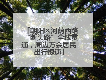 朝阳区河荫西路“断头路”全线贯通，周边万余居民出行提速