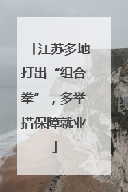江苏多地打出“组合拳”，多举措保障就业