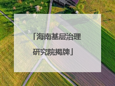 海南基层治理研究院揭牌