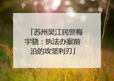 苏州吴江民警梅宇骁：执法办案前沿的攻坚利刃