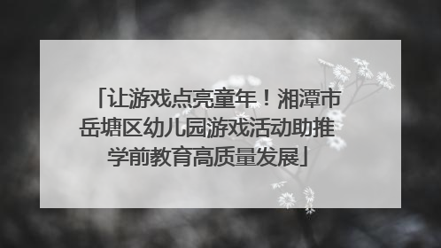 让游戏点亮童年！湘潭市岳塘区幼儿园游戏活动助推学前教育高质量发展