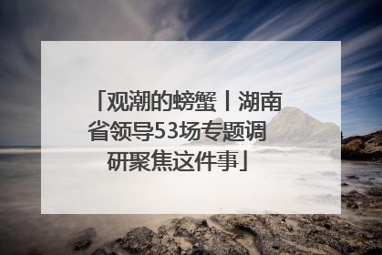 观潮的螃蟹丨湖南省领导53场专题调研聚焦这件事