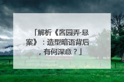 解析《酱园弄·悬案》：造型暗语背后，有何深意？