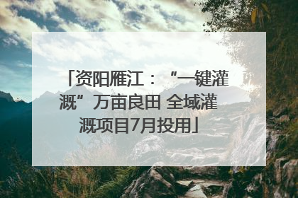 资阳雁江：“一键灌溉”万亩良田 全域灌溉项目7月投用