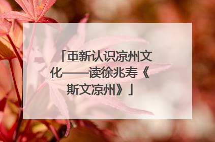 重新认识凉州文化——读徐兆寿《斯文凉州》