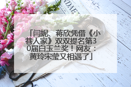 闫妮、蒋欣凭借《小巷人家》双双提名第30届白玉兰奖！网友：黄玲宋莹又相遇了