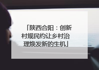 陕西合阳：创新村规民约让乡村治理焕发新的生机