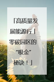 高质量发展能源行丨零碳园区的“吸金” 秘诀！