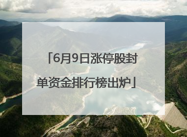 6月9日涨停股封单资金排行榜出炉