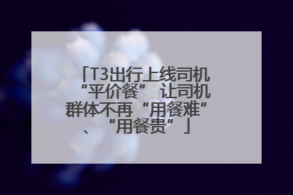 T3出行上线司机“平价餐” 让司机群体不再“用餐难”、“用餐贵”